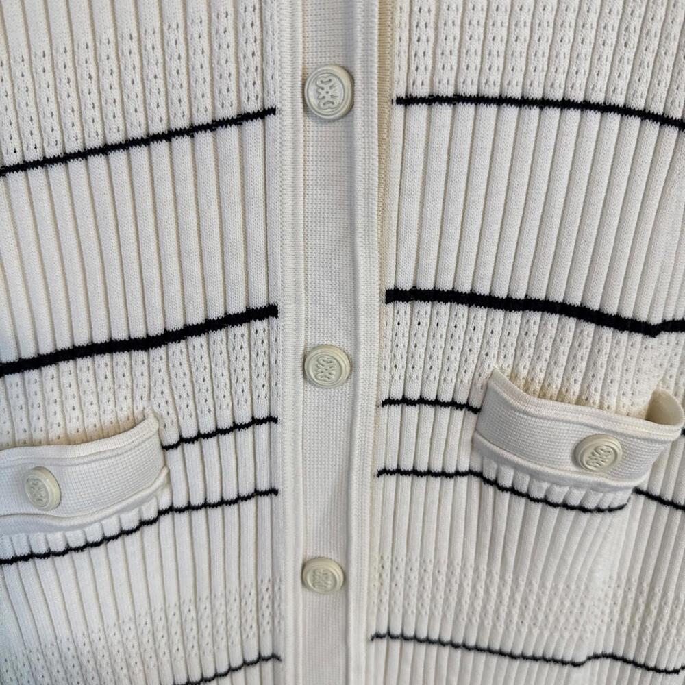 Sandro Striped Knit Maxi Dress w/ Ruffle Hem & Wrists Snap Buttons (Sz:44/ $490) - Picture 6 of 15